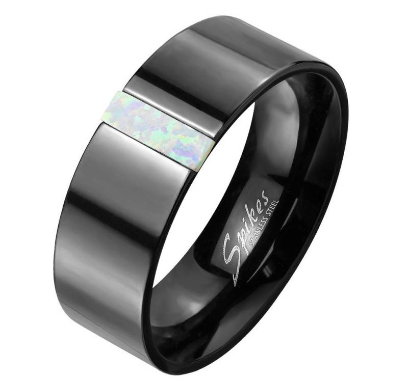 Taffstyle Fingerring Edler Ring Schwarz eingefasste rechteckigen Opal Größe 71 (22.6) (Geschenke für Frauen zum Geburtstag Muttertag Valentinstag Weihnachten), Edelstahl Fingerring Schmuck Damen Band Ring Damenring Bandring von Taffstyle