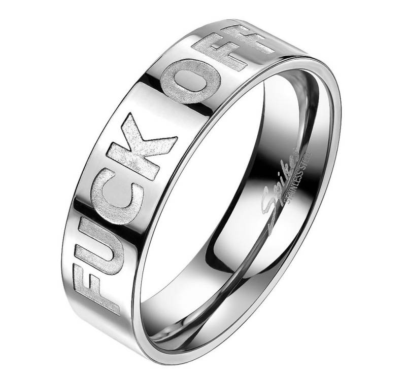 Taffstyle Fingerring F-Off gravierter Biker Ring Edelstahl Silber poliert Größe 70 (22.3) (Rocker Schmuck Bikerschmuck Fingerring), Damen Herren Fingerring Herren Ring Massiv Breit Herrenring Männer von Taffstyle
