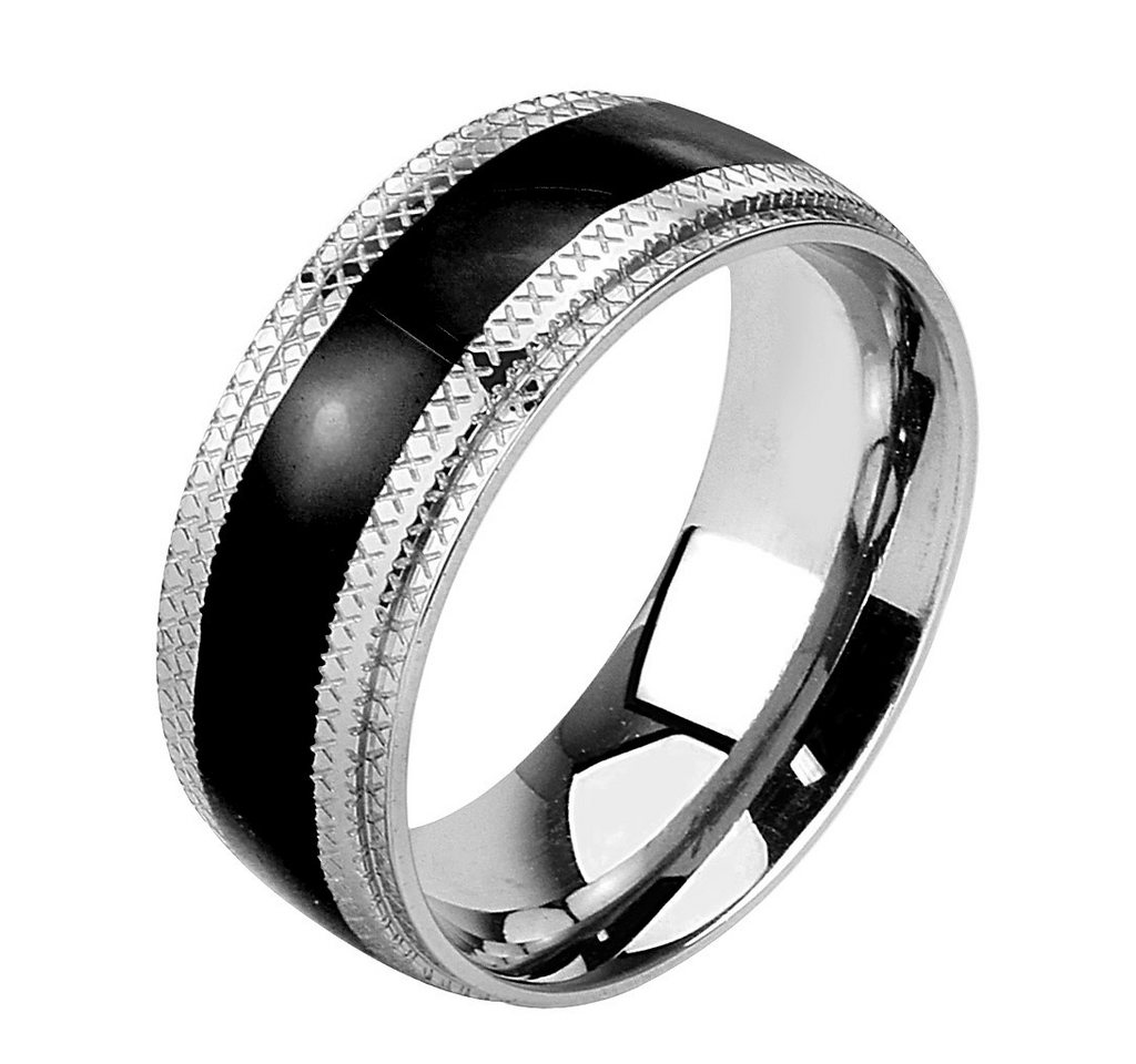 Taffstyle Fingerring Freundschaftring Silber Tribal Schwarz Inlay Größe 65(20.7) Breite 8mm (Paarring Partnerring Ehering Trauring Hochzeitsring), Verlobungsring Partnerring Herrenring Damenring Freundschaftsring von Taffstyle