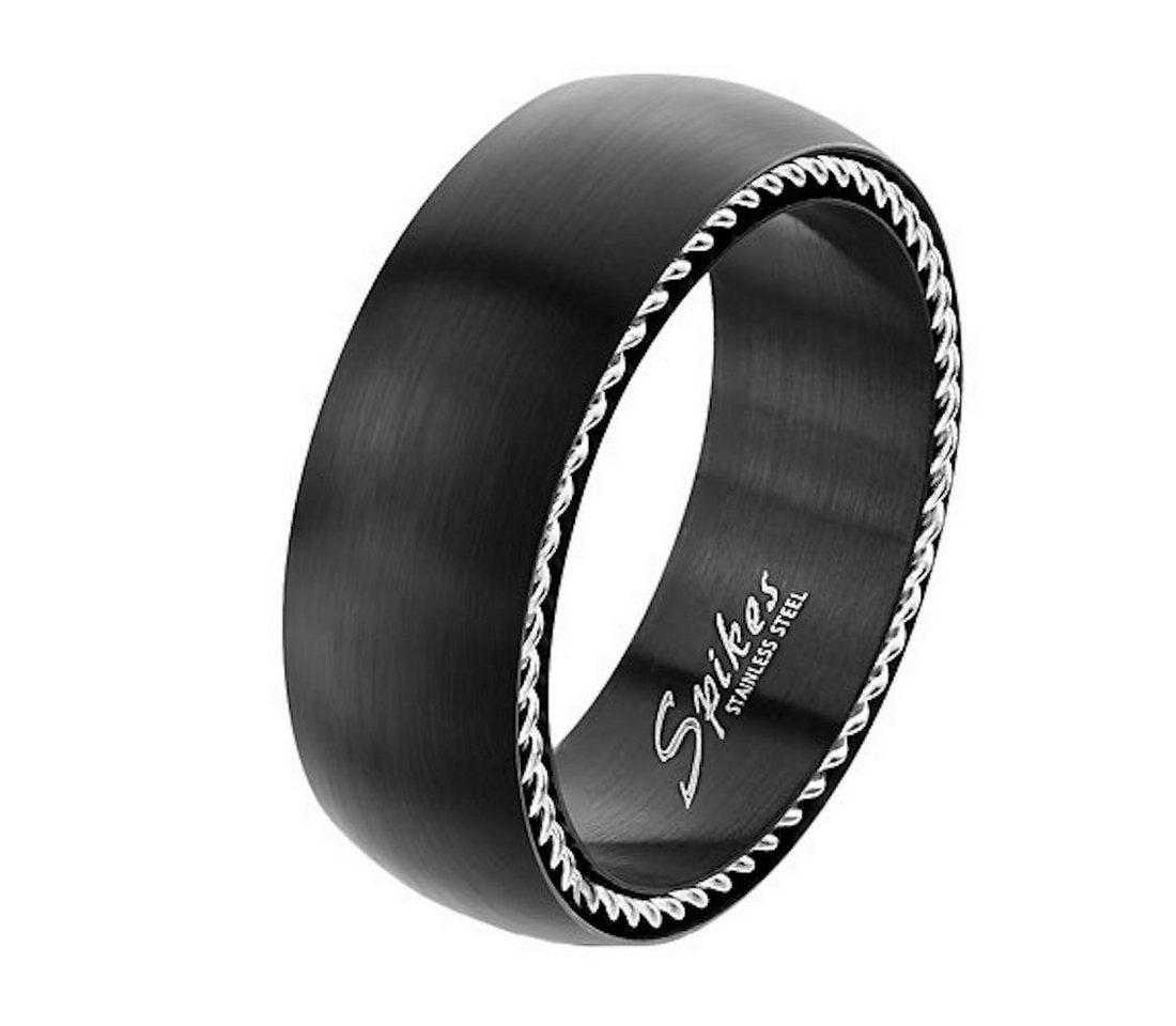 Taffstyle Fingerring Herren Band Ring Matt seitlich Stahlseilen, Band Ring Edelstahl Bandring Herrenring Partnerring Biker Rocker von Taffstyle