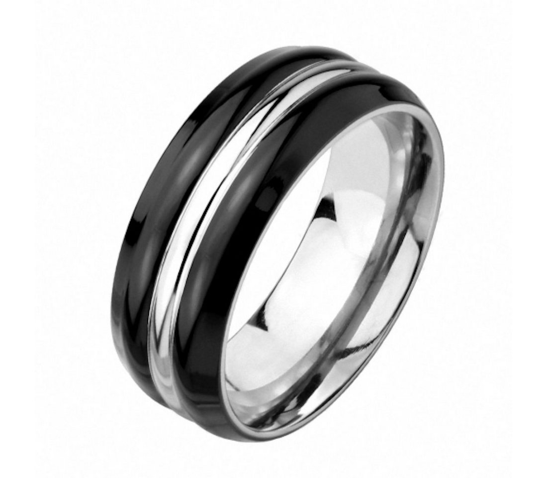 Taffstyle Fingerring Herren Band Ring Titan Poliert mit Inlay, Band Ring Bandring Herrenring Partnerring Biker Rocker von Taffstyle