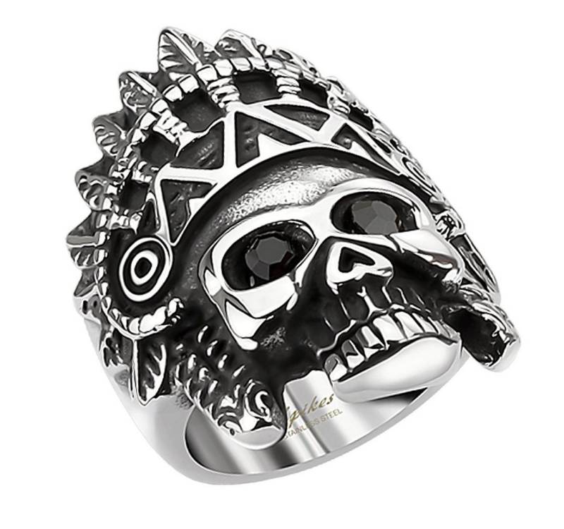 Taffstyle Fingerring Herren Biker Ring Apache Totenkopf schwarze, Herren Edelstahl Massiv Breit Herrenring Männer Biker Rocker Schmuck von Taffstyle
