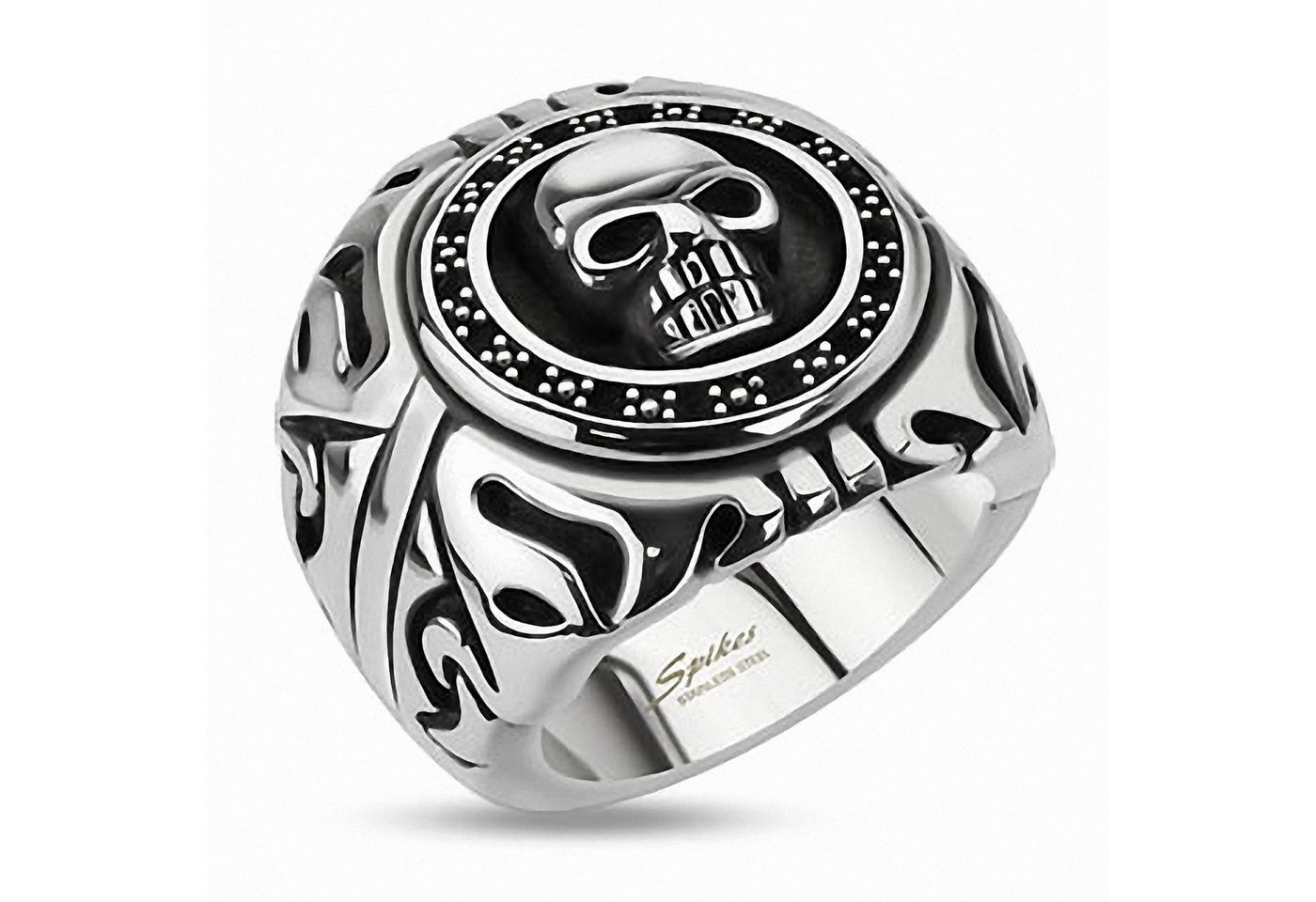 Taffstyle Fingerring Herren Ring Edelstahl mit 3D Totenkopf, Herren Edelstahl Massiv Breit Herrenring Männer Biker Rocker Schmuck von Taffstyle