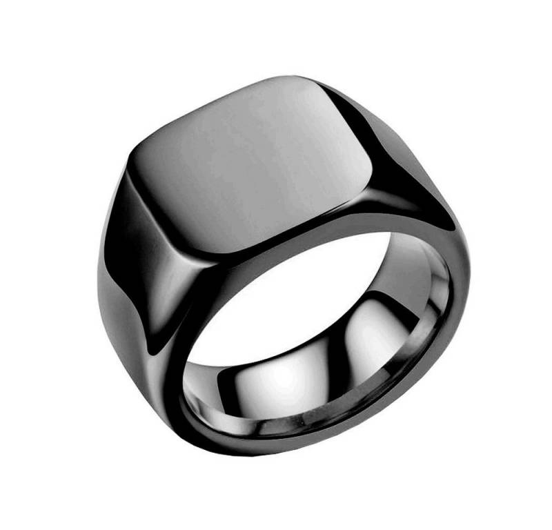 Taffstyle Fingerring Herren Siegelring Schwarz Quadrat Massiv poliert Größe 56 (17.8) (Herren zum Geburtstag Weihnachten Valentinstag Vatertag), Edelstahl Herrenring Bandring Biker Schmuck Geschenke für Männer von Taffstyle