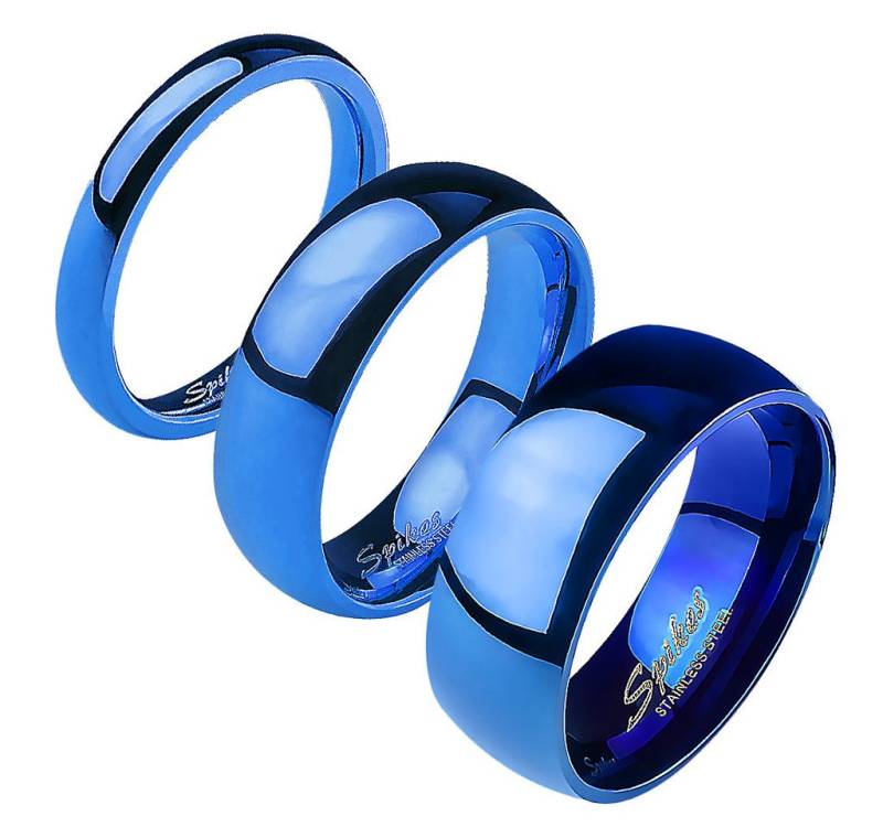 Taffstyle Fingerring Herrenring Damenring Edelstahl Blau Größe 68 (21.6) Breit 8mm (Freundschaftsring Paarring Partnerring Ehering Trauring Hochzeitsring), Verlobungsring Partnerring Freundschaftring Herrenring Damenring von Taffstyle