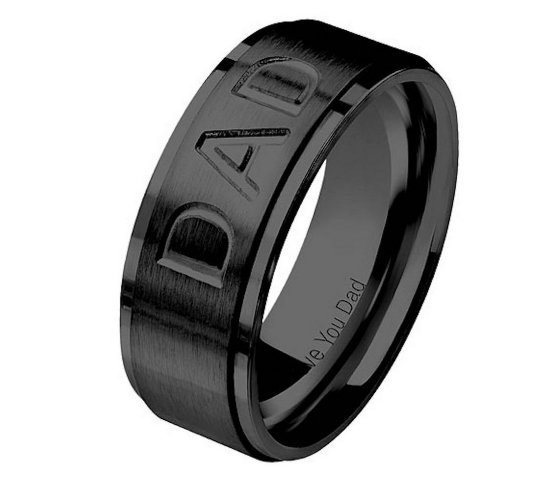 Taffstyle Fingerring Herrenring Schwarz gebürstet Gravur Love You Dad, Herren Band-Ring Edelstahl Partnerring mit Love You Dad Gravur von Taffstyle