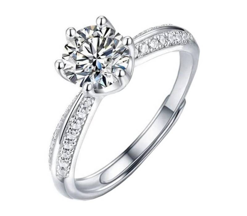 Taffstyle Fingerring Herz Fingerring silbern Zirkonia Kristalle verstellbar Verlobungsring (Freundin zum Geburtstag Muttertag Valentinstag Weihnachten), Damenring Damen Band Ring Bandring Geschenke für Frauen von Taffstyle