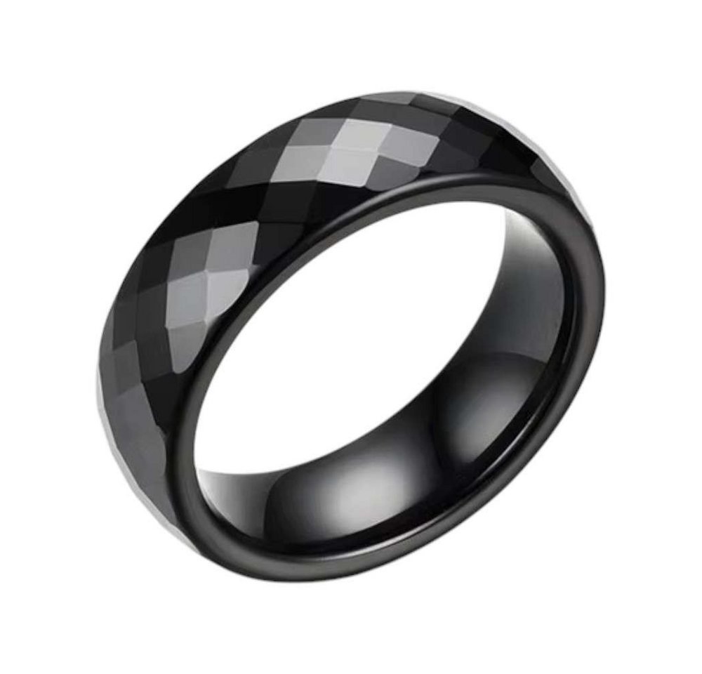 Taffstyle Fingerring Keramik Ring Partnerring Verlobungsring Fingerring Elegant Facettiert (Leichter Keramikring in Schwarz oder Weiß mit funkelnder Prisma Facettenoptik) von Taffstyle