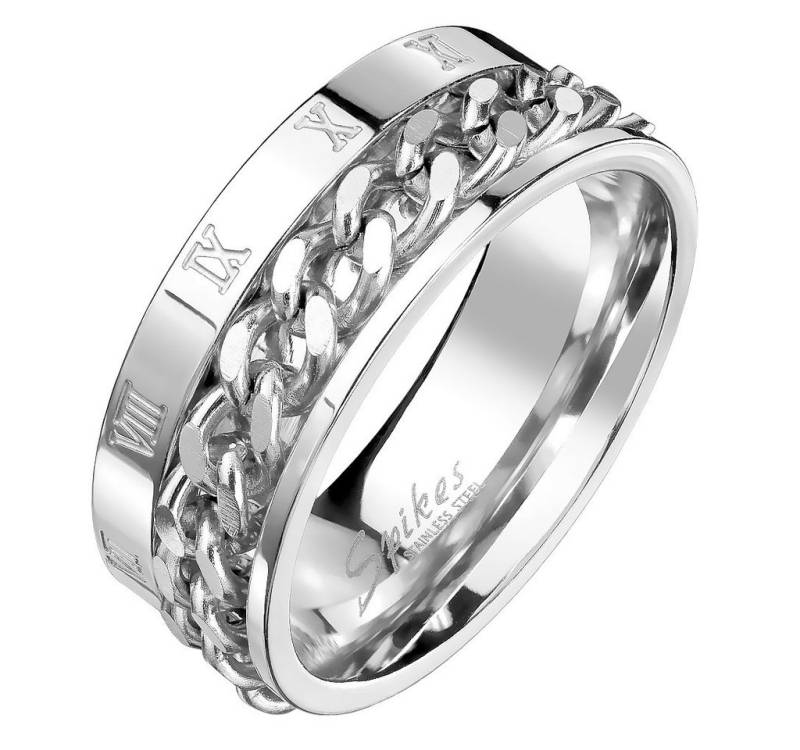 Taffstyle Fingerring Ring Ketten Style Spinner Römischen Zeichen Silber Größe 65 (20.7) (Schmuck Bikerschmuck Fingerring), Biker Herren Ring Massiv Breit Herrenring Männer Biker Rocker von Taffstyle