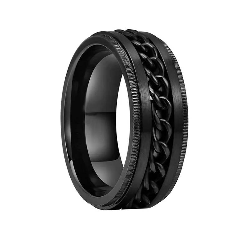 Taffstyle Fingerring Ring Spinner bewegliche Kette Schwarz Schwarz Größe 52 (16.6) (Bandring Biker Schmuck Geschenke für Männer Herren), Edelstahl spinning Drehring Partner Fingerring Herrenring von Taffstyle
