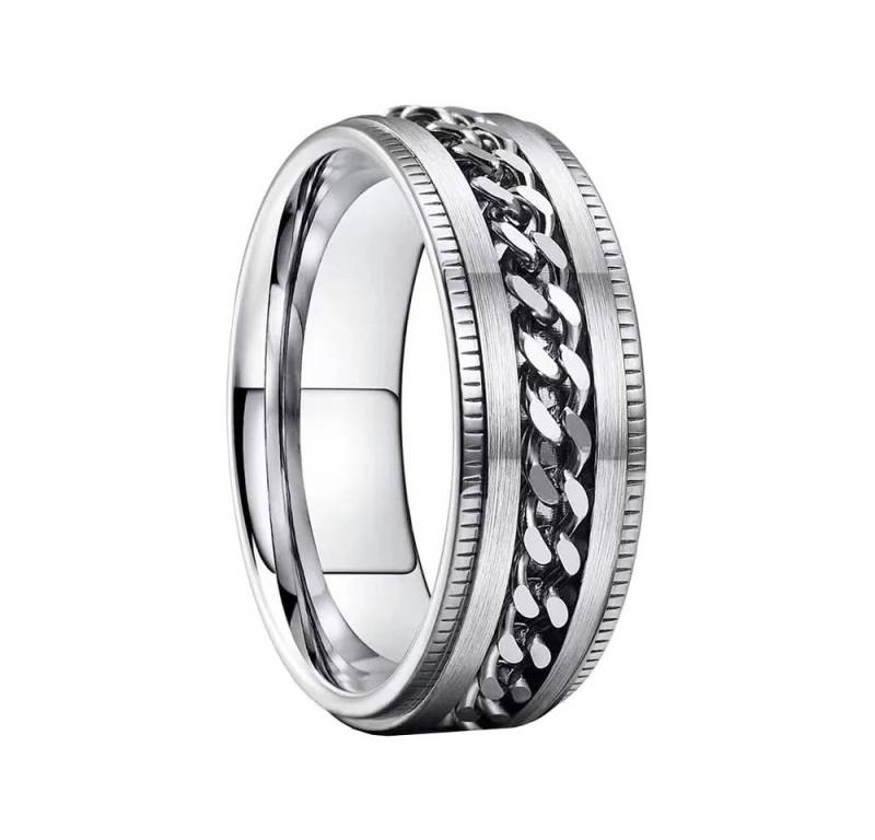 Taffstyle Fingerring Ring Spinner bewegliche Kette Silber Silber Größe 67 (21.3) (Bandring Biker Schmuck Geschenke für Männer Herren), Edelstahl spinning Drehring Partner Fingerring Herrenring von Taffstyle