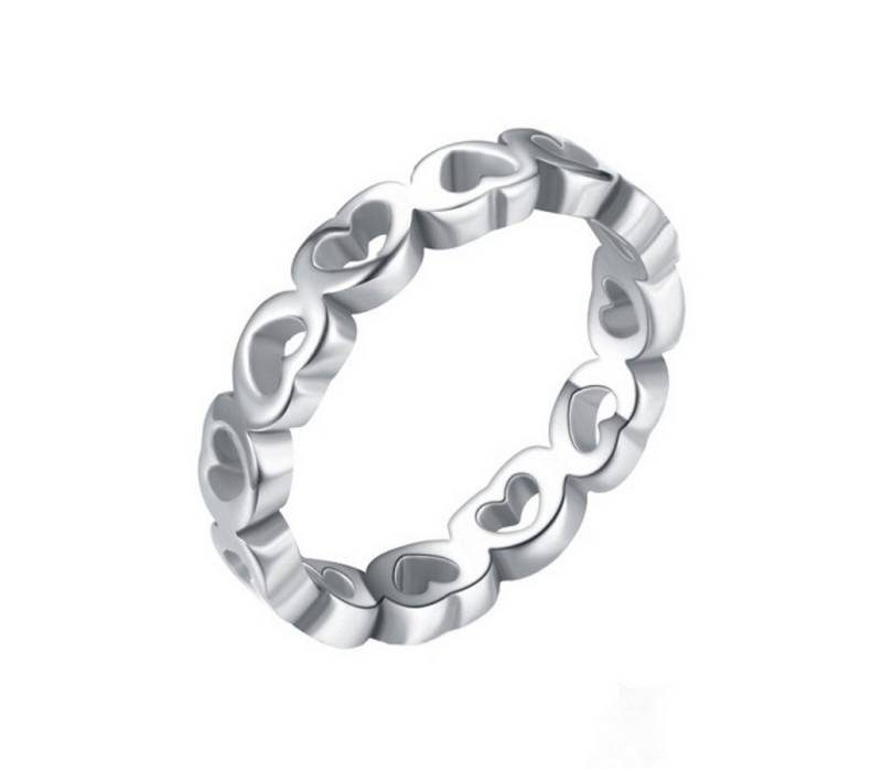 Taffstyle Fingerring Ring Verlobungsring Herzen stylisch vergoldet Silber Größe 60 (19.1) (Geschenke für Frauen Freundin zum Geburtst), zeitlos filigran Silber Damen Band Ring Damenring Bandring kleine von Taffstyle