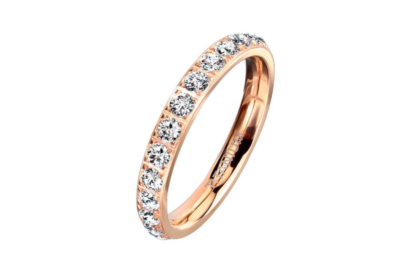 Taffstyle Fingerring Titan Ring Designer Kristallen Ewigkeitsring Rosegold Größe 54 (17.2) (zum Geburtstag Muttertag Valentinstag Weihnachten Damenring Fingerring), Ehe Verlobungsring Damen Band Damenring Bandring Geschenke für Frauen von Taffstyle