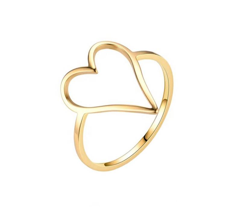 Taffstyle Fingerring Verlobungsring Ring Herz vergoldet stylisch Gold Größe 53 (16.9) (Freundin zum Geburtstag Muttertag Valentinstag Weihnachten Bandring), zeitlos filigran Damen Band Ring Damenring Geschenke für Frauen von Taffstyle