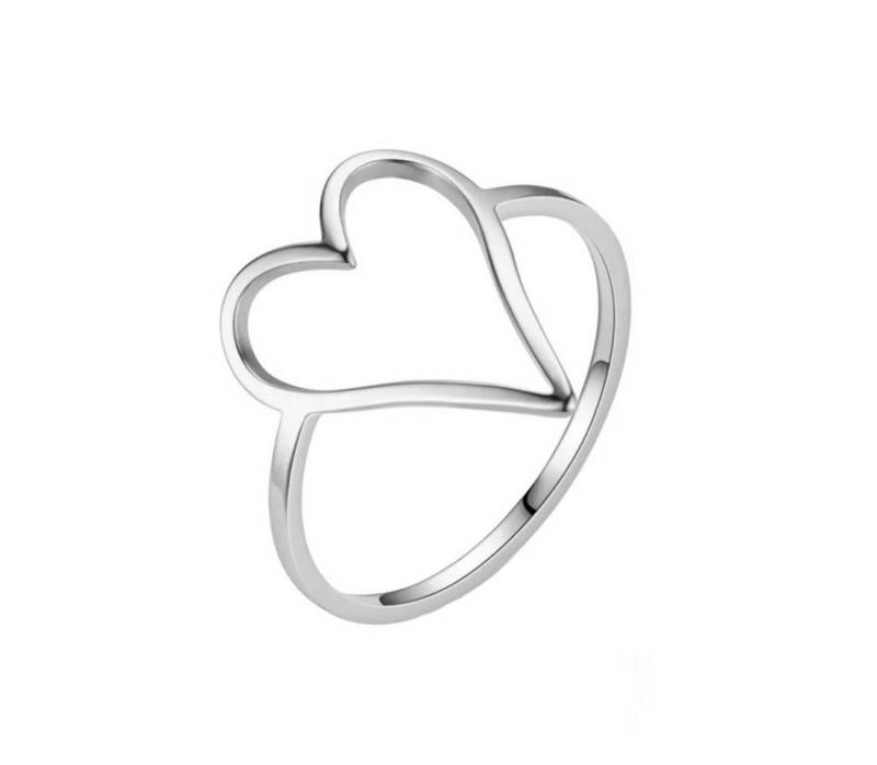 Taffstyle Fingerring Verlobungsring Ring Herz vergoldet stylisch Silber Größe 56 (17.8) (Freundin zum Geburtstag Muttertag Valentinstag Weihnachten Bandring), zeitlos filigran Damen Band Ring Damenring Geschenke für Frauen von Taffstyle