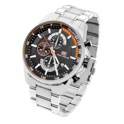 Taffstyle Herren Armbanduhr Edelstahl Wasserdicht Quarz Analog Datum Stopp Stoppuhr Alarm Chronograph Uhr Flieger Sport Fliegeruhr Sportuhr Groß XXL Herrenuhr Männer Silber von Taffstyle