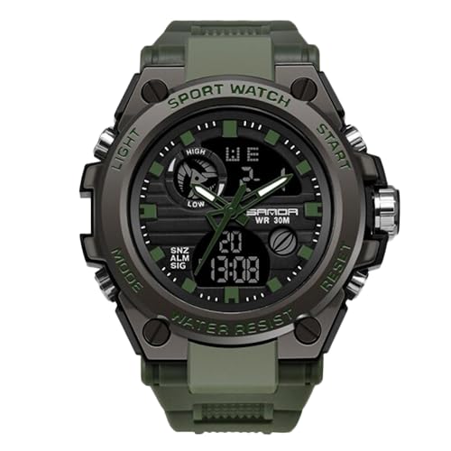 Taffstyle Herren Armbanduhr Silikon Digital Stopp Alarm Licht Chronograph Uhr Flieger Sport Fliegeruhr Sportuhr Extra Big XXL Herrenuhr Silikonuhr Männer Olivgrün von Taffstyle