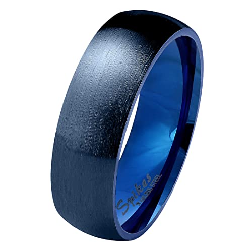 Taffstyle Herren Damen Band Ring Partnerring Edelstahl Verlobungsring Damenring Herrenring Matt Blau Größe 58 (18.5) Breit 6mm von Taffstyle