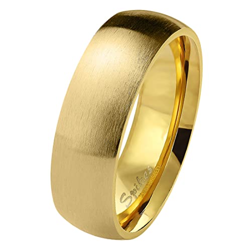 Taffstyle Herren Damen Band Ring Partnerring Edelstahl Verlobungsring Damenring Herrenring Matt Gold Größe 52 (16.6) Breit 6mm von Taffstyle