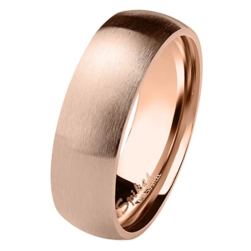 Taffstyle Herren Damen Band Ring Partnerring Edelstahl Verlobungsring Damenring Herrenring Matt Rosegold Größe 58 (18.5) Breit 6mm von Taffstyle