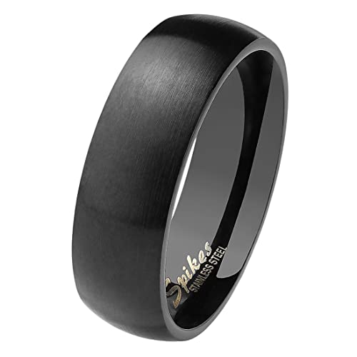 Taffstyle Herren Damen Band Ring Partnerring Edelstahl Verlobungsring Damenring Herrenring Matt Schwarz Größe 49 (15.6) Breit 6mm von Taffstyle