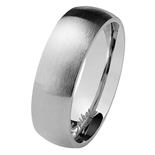 Taffstyle Herren Damen Band Ring Partnerring Edelstahl Verlobungsring Damenring Herrenring Matt Silber Größe 59 (18.8) Breit 6mm von Taffstyle
