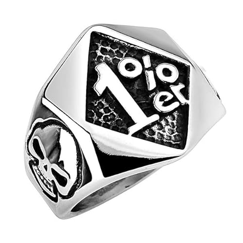 Taffstyle Herren Ring Edelstahl Massiv Breit Herrenring Männer Biker Rocker Schmuck Bikerschmuck Groß Fingerring Rebel Totenkopf Massiv Silber Größe 62 (19.7) von Taffstyle