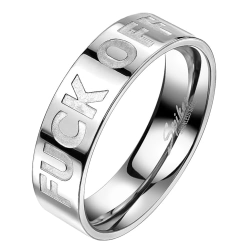 Taffstyle Herren Ring Edelstahl Massiv Breit Herrenring Männer Biker Rocker Schmuck Bikerschmuck Groß Fingerring gravierter Damen poliert Silber Größe 65 (20.7) von Taffstyle