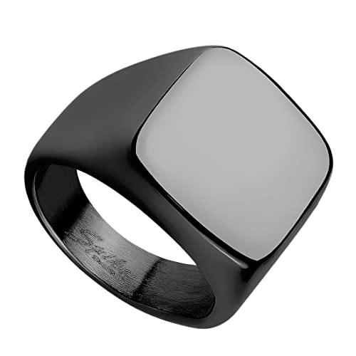 Taffstyle Herren Ring Edelstahl Massiv Breit Herrenring Männer Biker Rocker Schmuck Siegel Quadrat poliert Schwarz Schwarz Größe 63 (20.1) von Taffstyle