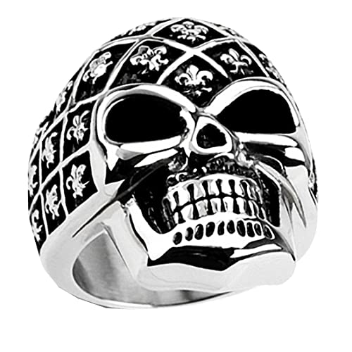 Taffstyle Herren Ring Edelstahl Massiv Breit Herrenring Männer Biker Rocker Schmuck Totenkopf Skull Helm Big Silber Größe 61 (19.4) von Taffstyle