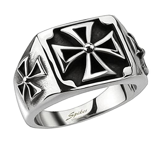 Taffstyle Herren Ring Edelstahl Massiv Breit Herrenring Männer Biker Rocker Schmuck Triple Cross Größe 73 (23.2) von Taffstyle