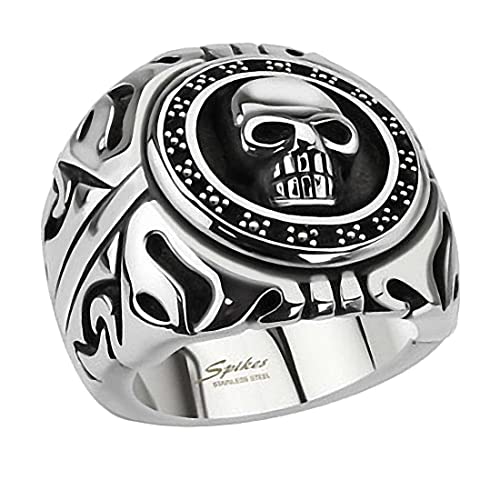 Taffstyle Herren Ring Edelstahl Massiv Breit Herrenring Männer Biker Rocker Schmuck mit 3D Totenkopf Silber Größe 67 (21.3) von Taffstyle