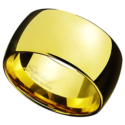 Taffstyle Herren Ring Extra Breit Edelstahl Spiegel poliert Daumenring Männer Biker Rocker Massiv Herrenring Gold Größe 62 (19.7) von Taffstyle