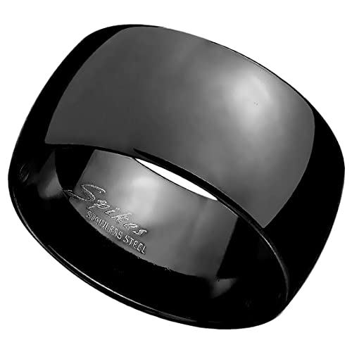 Taffstyle Herren Ring Extra Breit Edelstahl Spiegel poliert Daumenring Männer Biker Rocker Massiv Herrenring Schwarz Größe 60 (19.1) von Taffstyle