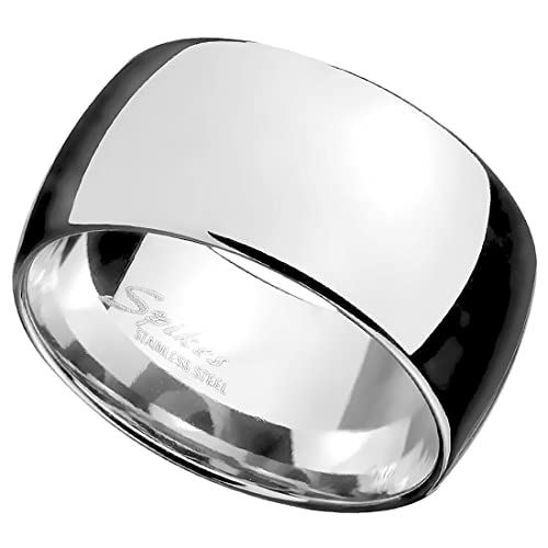 Taffstyle Herren Ring Extra Breit Edelstahl Spiegel poliert Daumenring Männer Biker Rocker Massiv Herrenring Silber Größe 65 (20.7) von Taffstyle