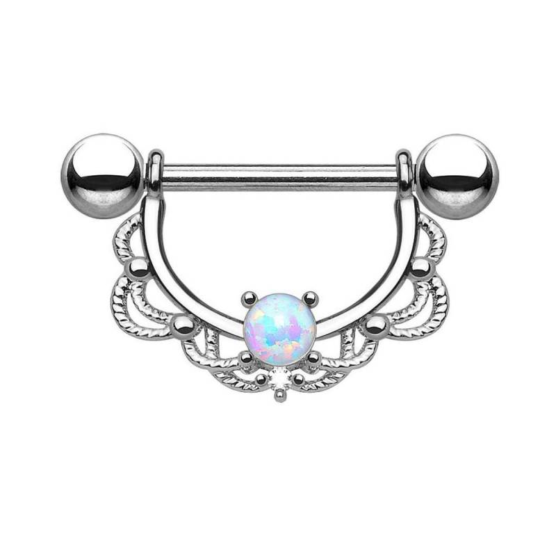 Taffstyle Intimpiercing Brustwarzenpiercing Barbell Intimpiercing beweglich Opal Silber 1,6mm (Ohr Tragus Helix Lobe Piercing), Nippelpiercing Brust Nippel Intim Intimpiercing Ohrpiercing Cartilage von Taffstyle