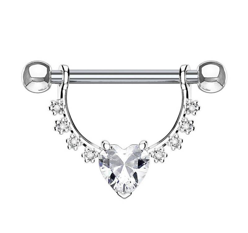 Taffstyle Intimpiercing Brustwarzenpiercing Barbell beweglich Kristall Herz Clear 1,6mm (Cartilage Ohr Tragus Helix Lobe Piercing), Nippelpiercing Brust Nippel Intim Intimpiercing Ohrpiercing von Taffstyle