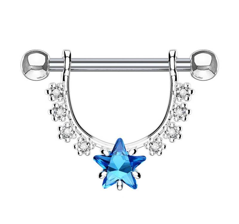 Taffstyle Intimpiercing Brustwarzenpiercing Barbell beweglich Kristall Stern Aqua 1,6mm (Ohr Tragus Helix Lobe Piercing), Nippelpiercing Brust Nippel Intim Intimpiercing Ohrpiercing Cartilage von Taffstyle