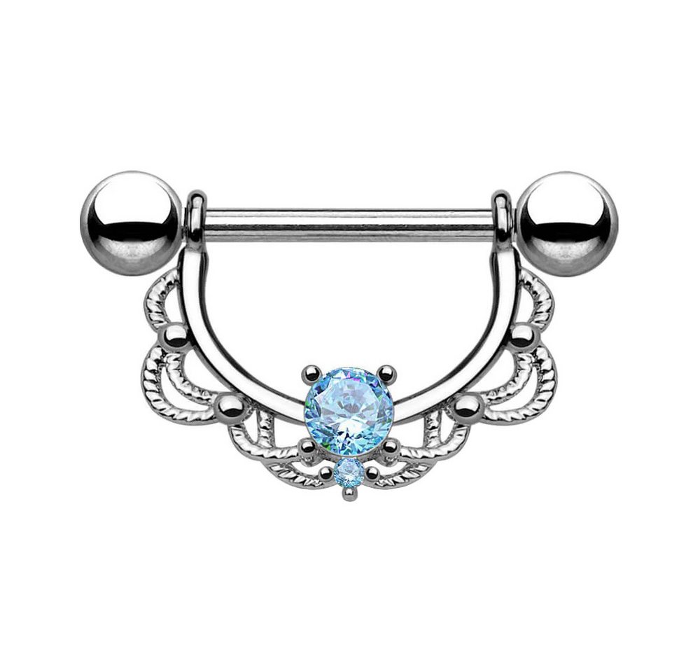 Taffstyle Intimpiercing Brustwarzenpiercing Intim beweglich Kristall Silber Aqua 1,6mm (Ohr Tragus Helix Lobe Piercing), Nippelpiercing Brust Nippel Intim Intimpiercing Ohrpiercing Cartilage von Taffstyle