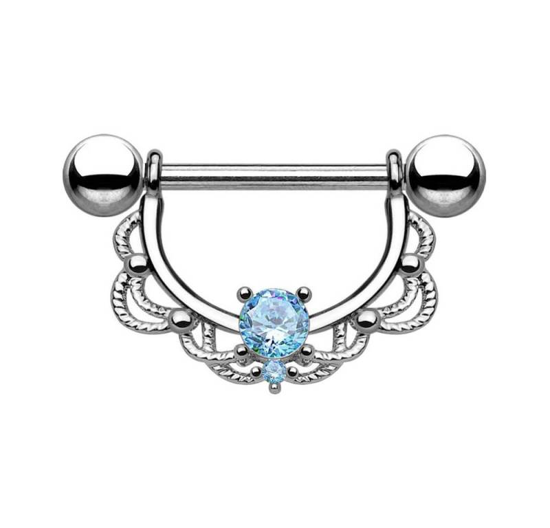 Taffstyle Intimpiercing Brustwarzenpiercing Intim beweglich Kristall Silber Aqua 1,6mm (Ohr Tragus Helix Lobe Piercing), Nippelpiercing Brust Nippel Intim Intimpiercing Ohrpiercing Cartilage von Taffstyle