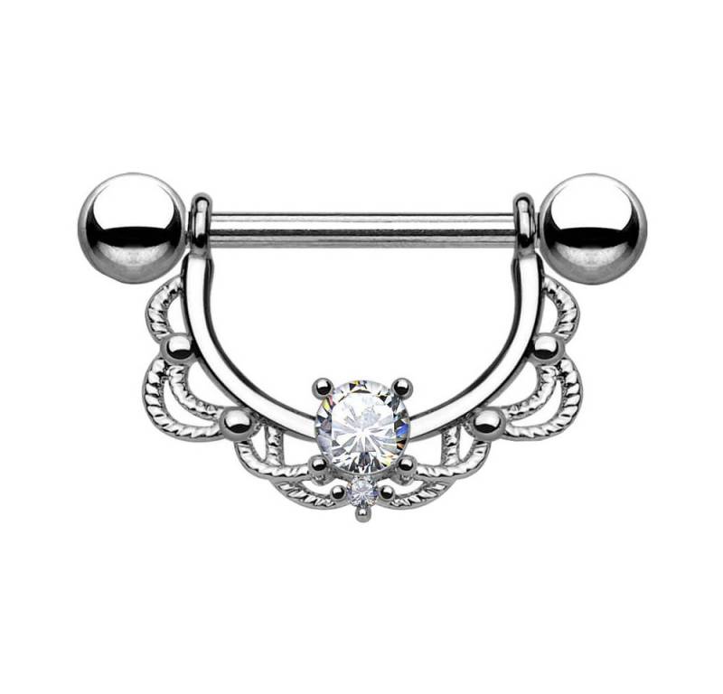 Taffstyle Intimpiercing Brustwarzenpiercing Intim beweglich Kristall Silber Clear 1,6mm (Ohr Tragus Helix Lobe Piercing), Nippelpiercing Brust Nippel Intim Intimpiercing Ohrpiercing Cartilage von Taffstyle