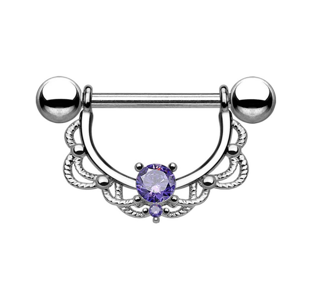 Taffstyle Intimpiercing Brustwarzenpiercing Intim beweglich Kristall Silber Tanzanite 1,6mm (Ohr Tragus Helix Lobe Piercing), Nippelpiercing Brust Nippel Intim Intimpiercing Ohrpiercing Cartilage von Taffstyle