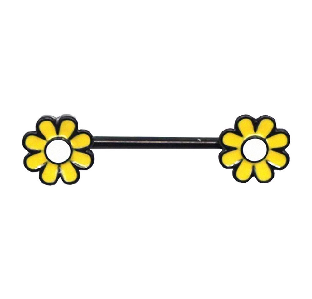 Taffstyle Intimpiercing Brustwarzenpiercing Intimpiercing Barbell Gänseblümchen Blume Gelb (Intimpiercing Helix Lobe Piercing), Nippelpiercing Brust Nippel Intim Ohrpiercing Cartilage Ohr Tragus von Taffstyle