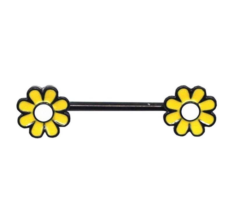 Taffstyle Intimpiercing Brustwarzenpiercing Intimpiercing Barbell Gänseblümchen Blume Gelb (Intimpiercing Helix Lobe Piercing), Nippelpiercing Brust Nippel Intim Ohrpiercing Cartilage Ohr Tragus von Taffstyle