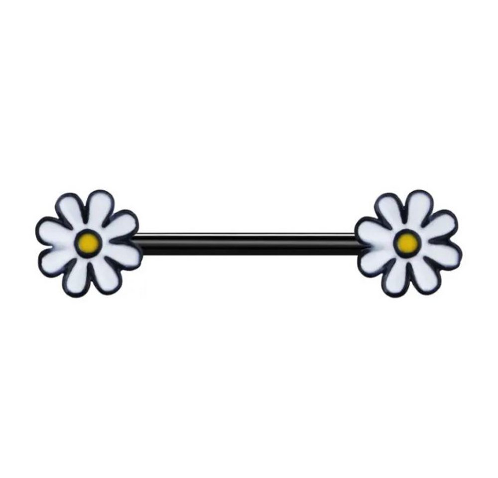 Taffstyle Intimpiercing Brustwarzenpiercing Intimpiercing Barbell Gänseblümchen Blume Weiß (Intimpiercing Helix Lobe Piercing), Nippelpiercing Brust Nippel Intim Ohrpiercing Cartilage Ohr Tragus von Taffstyle