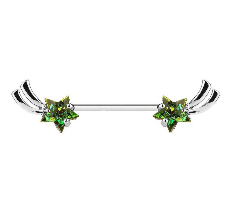 Taffstyle Intimpiercing Intim Brustpiercing Barbell Sternschnuppe mit Opal, Brustwarzen Intimpiercing piercing Barbell Brust Piercing Schmuck von Taffstyle