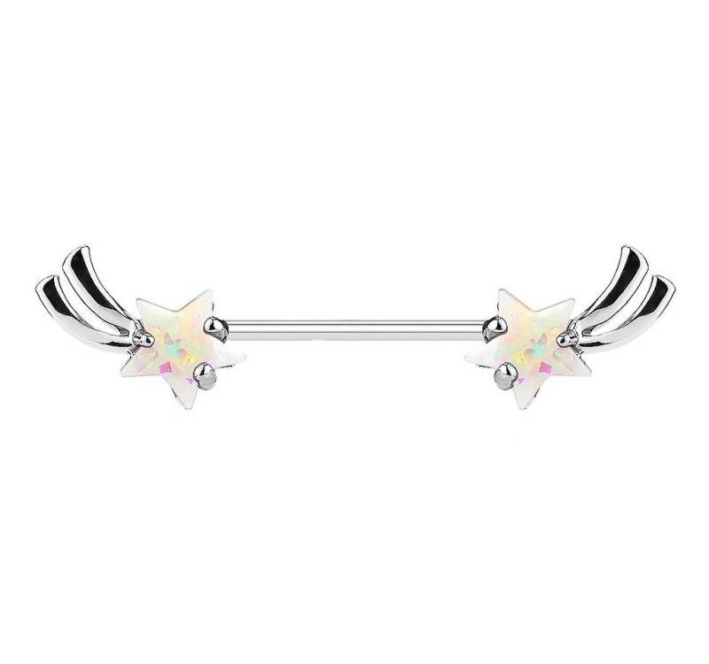Taffstyle Intimpiercing Intim Brustpiercing Barbell Sternschnuppe mit Opal, Brustwarzen Intimpiercing piercing Barbell Brust Piercing Schmuck von Taffstyle
