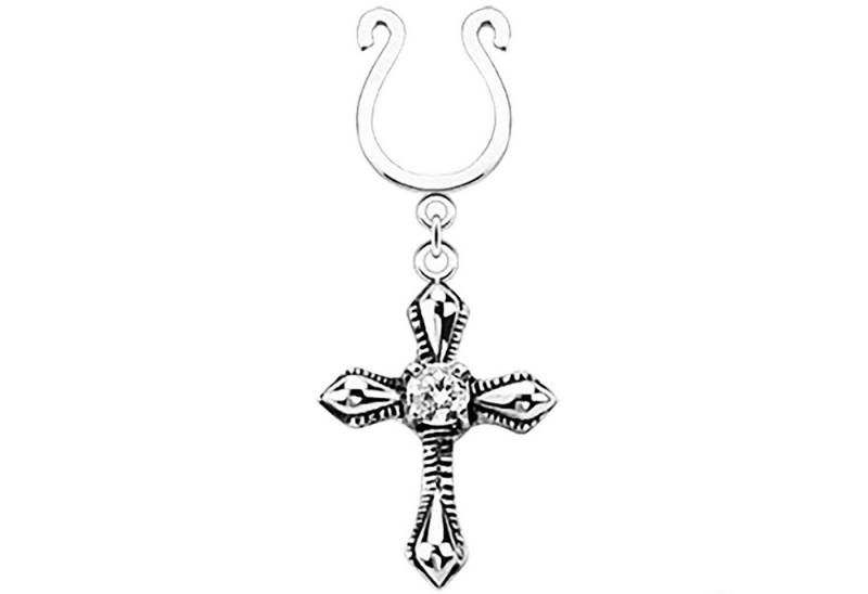 Taffstyle Intimpiercing Intim Brustpiercing Klemmring Kreuz Kristall, Intim Brustpiercing Intimpiercing Klemmring Kreuz Anhänger Kristal von Taffstyle