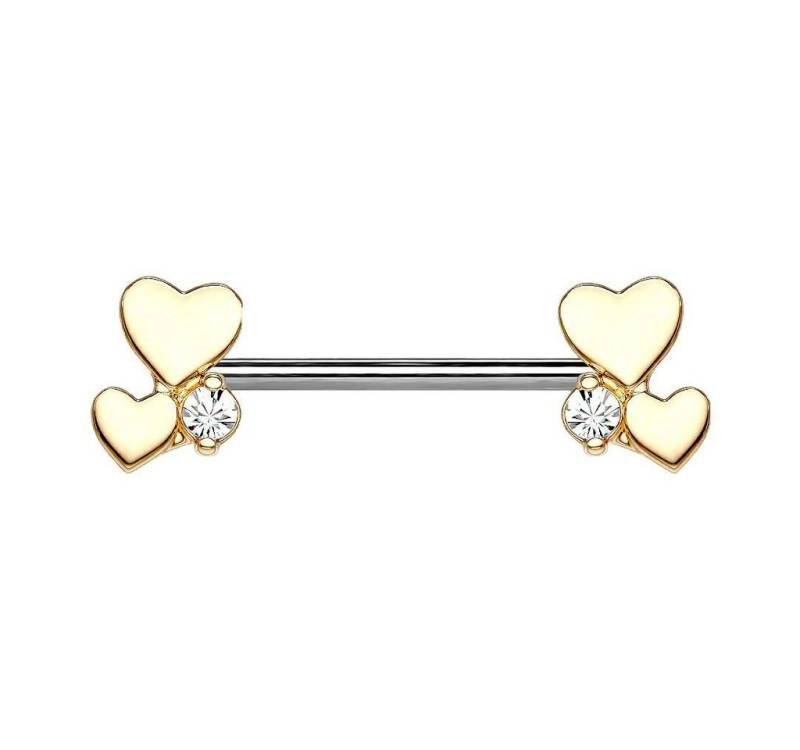 Taffstyle Intimpiercing Intim Brustwarzenpiercing Stab Herzen Kristall, Piercing Intimpiercing Hantel Barbell Brust Stab mit Herzen Glitzer von Taffstyle