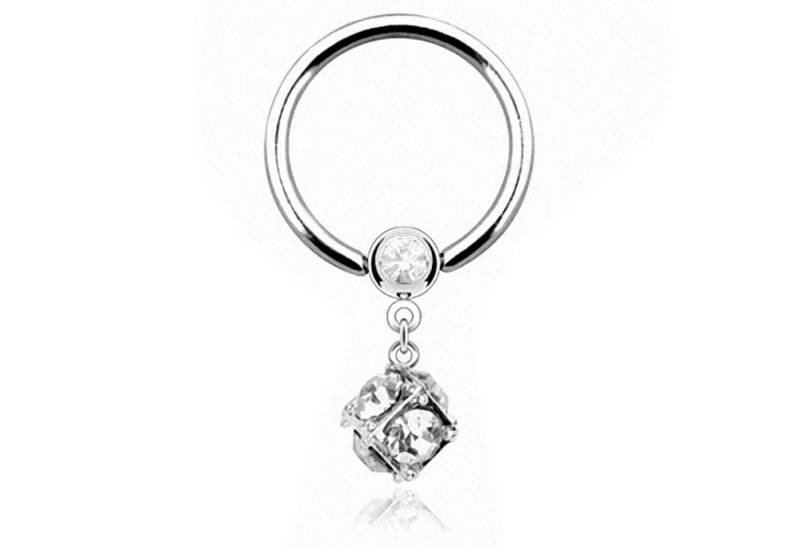 Taffstyle Intimpiercing Intim Piercing Brust Klemm Ring Hufeisen Kristall, Intim Piercing Brust Intimpiercing Klemm Ring Hufeisen Kristall Kugel von Taffstyle